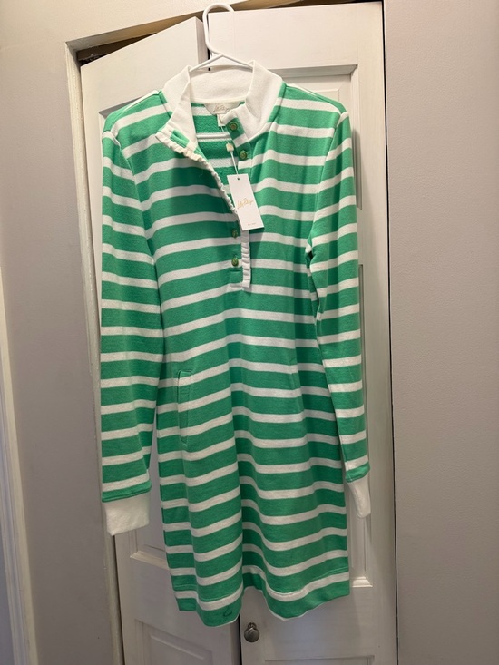 Lilly Pulitzer Dresses & Skirts - NWT LILLY PULITZER EVANGELINE DRESS SIZE M FAUNA GREEN RESORT WHITE STRIPE